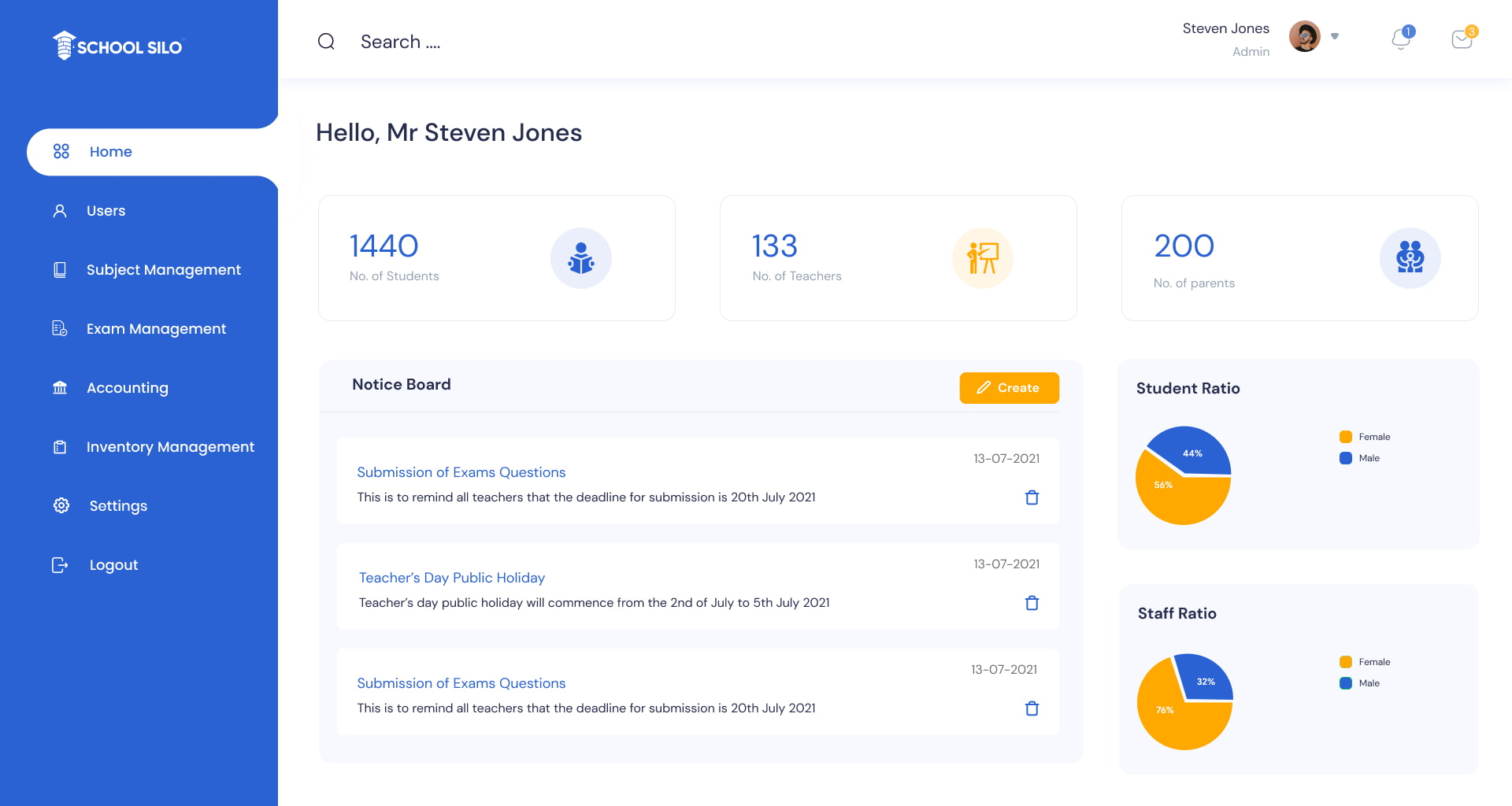 schoolsilo dashboard